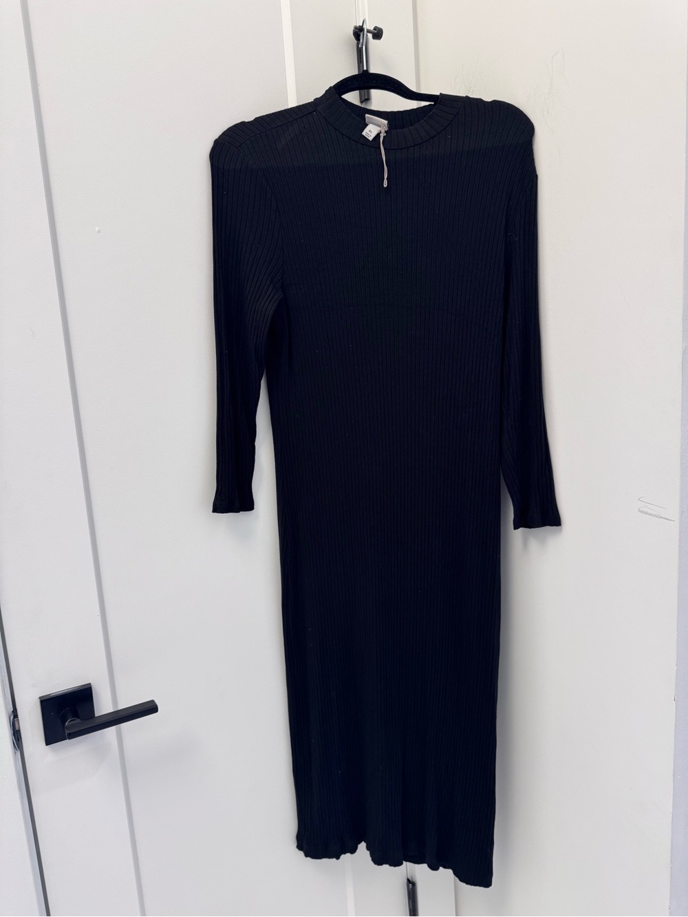 a new day Black Ribbed Midi Knit Dress - Long Sleeve